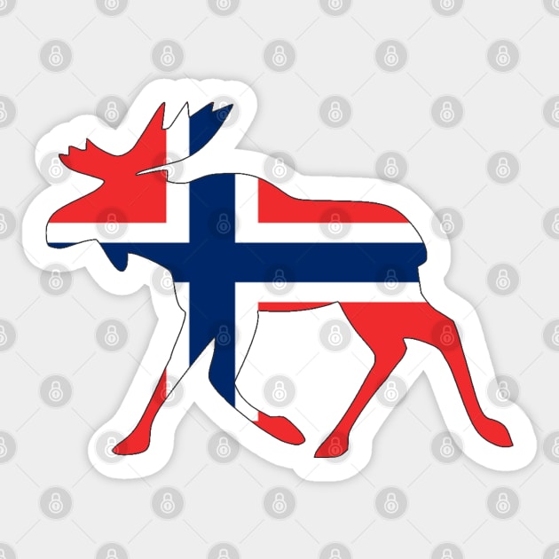 Norway Flag in a Moose scandinavian elk Sticker by 66LatitudeNorth